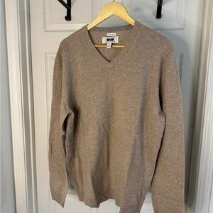 Joseph Abboud Beige/Oatmeal Cashmere V-Neck Sweater